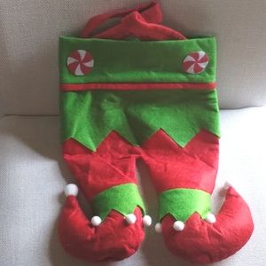 Christmas Elf Pants Stocking Red Green Gift Bag New